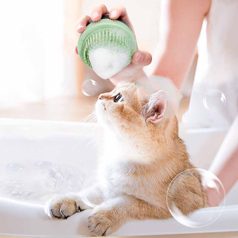 Pet Grooming Bath Massage Brush with Soap and Shampoo Dispenser
