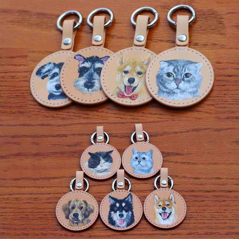 Exclusive Custom-100% Pure Handmade Leather Keychain Based On Your Pet's Portrait