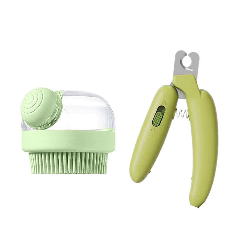 Pet Grooming Bath Massage Brush with Soap and Shampoo Dispenser