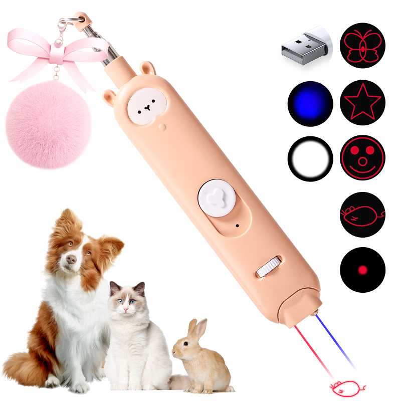 2 in 1 Rechargeable Laser Pointer Cat Feather Wand Toy