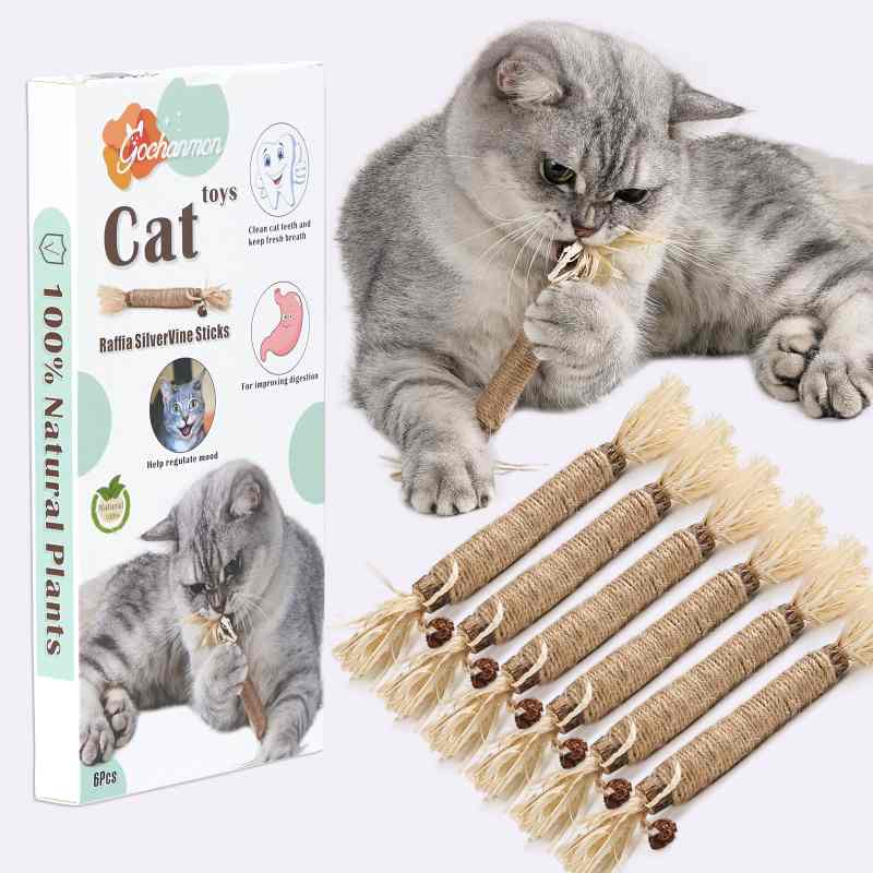 3/6Pcs Natural Silvervine Sticks Chew Toys