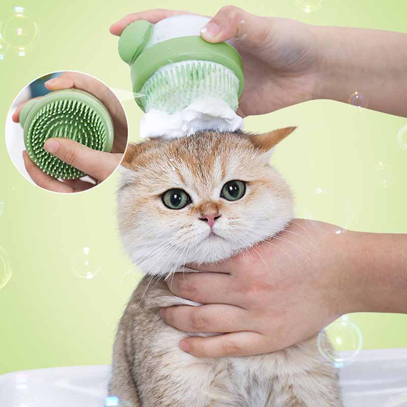 Pet Grooming Bath Massage Brush with Soap and Shampoo Dispenser