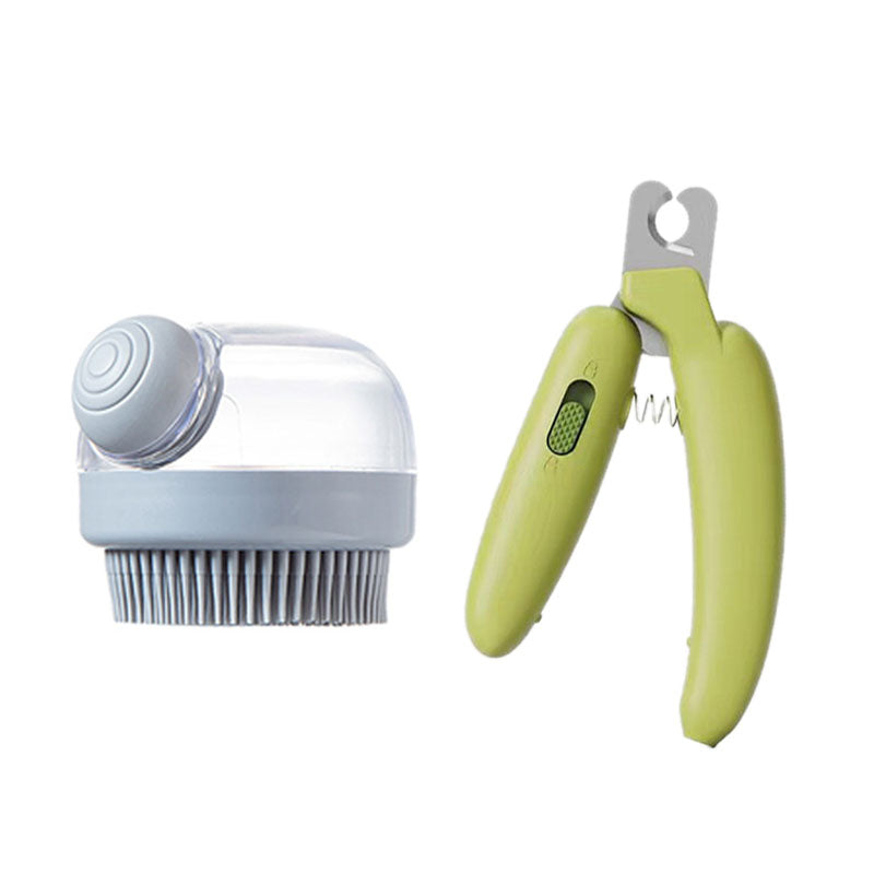 Pet Grooming Bath Massage Brush with Soap and Shampoo Dispenser