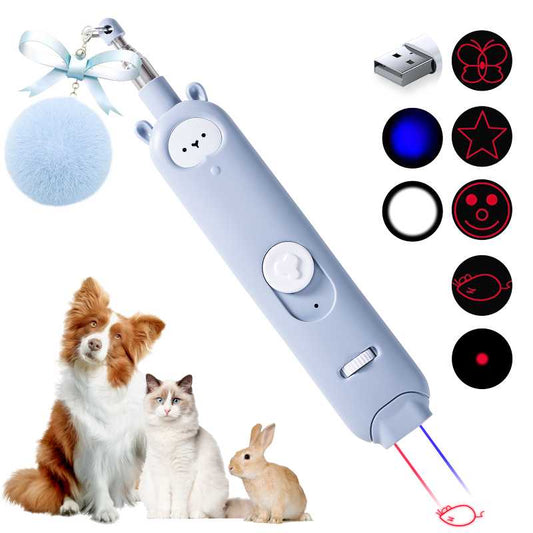 2 in 1 Rechargeable Laser Pointer Cat Feather Wand Toy