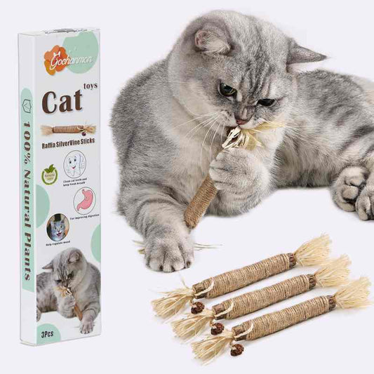 3/6Pcs Natural Silvervine Sticks Chew Toys